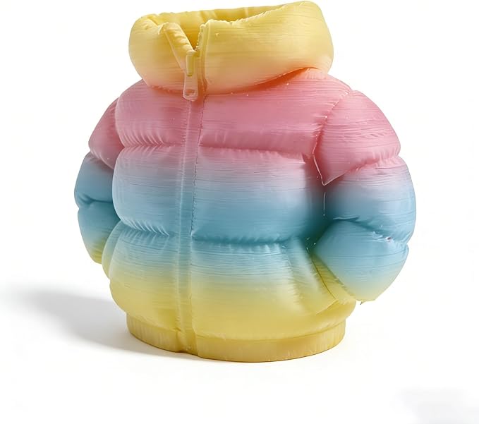 YOKUSHI Down Jacket Pen Holder, 3D Printed Funny Puffer Jacket Pencil Holder, Creative Desk Organizer for Office Supplies, Cute Unique Stationery Holder for Desk, Quirky Gift for Women Men (Colored)