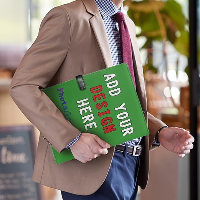 Personalized Padfolio with Logo Photo Name, Custom Business Portfolio Folder for A4 Clipboard Documents/Card Holder, ForestGreen