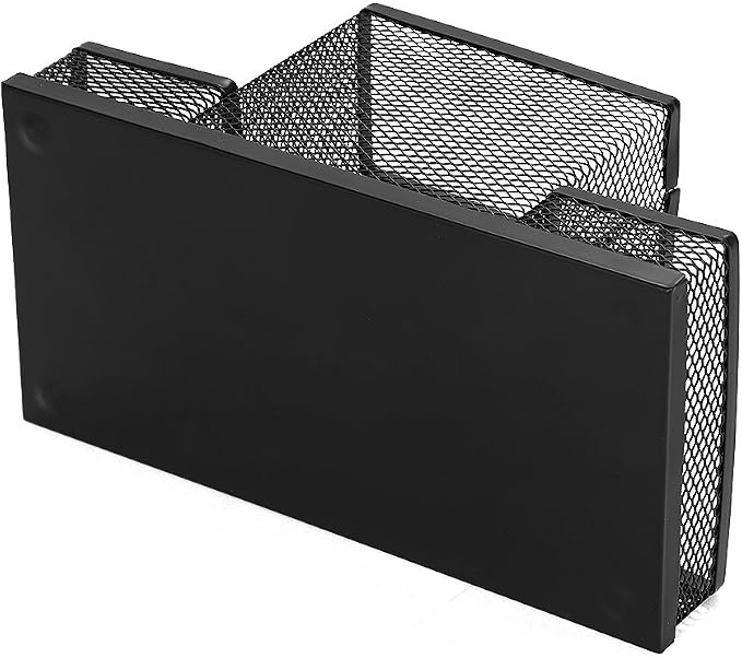 Mesh Desk Organizer for Office Mesh Pen Holder with 4 Compartments Desktop Stationery Holder Office Supplies Caddy with Sticky Notes Holder Mesh Basket Organizer Storage Black Mesh Pencil Holder