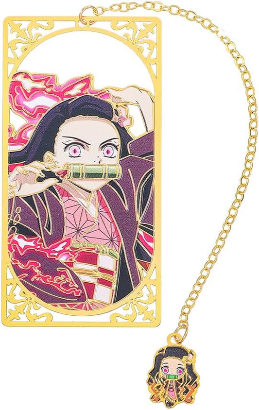 Demon Kamado Bookmark Page Mark, Anime Tanjiron Zenitsu Giyuu Kyoujurou Figure Reading Tool, Stationery Gifts for Reading Lovers Bookworm (Style E)