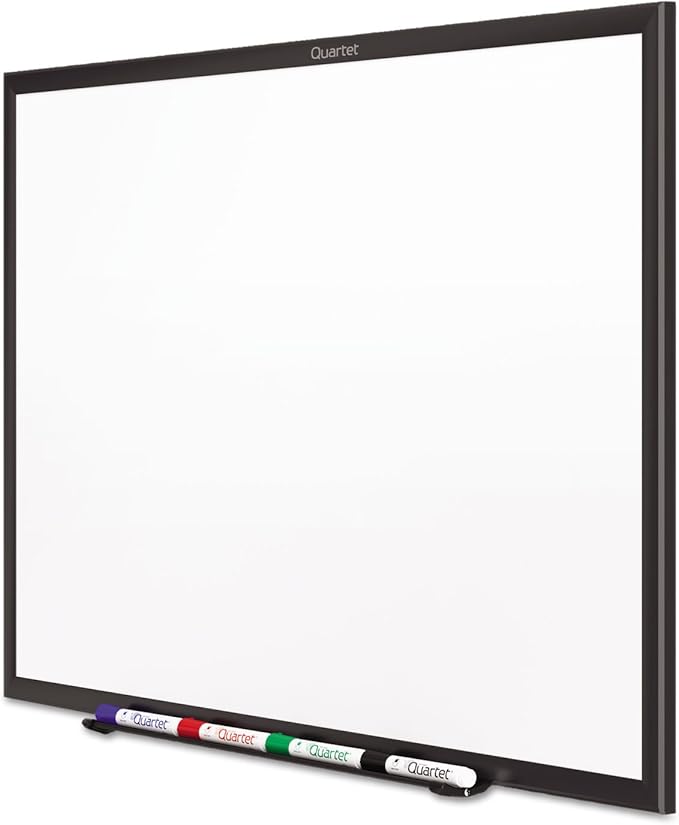 Quartet Dry Erase White Board 36"W x 24"H Non-Magnetic Whiteboard, Total Erase, Black Aluminum Frame (S533B)