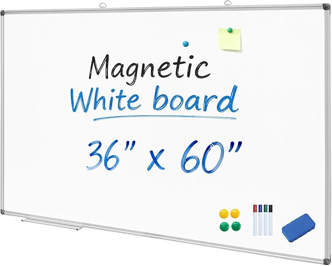 XIWODE Large Magnetic Dry Erase Whiteboard 36x60 Inch, Wall-Mounted Silver Aluminum Frame, Anti-Stain No Ghosting for Home School Office Conference Room