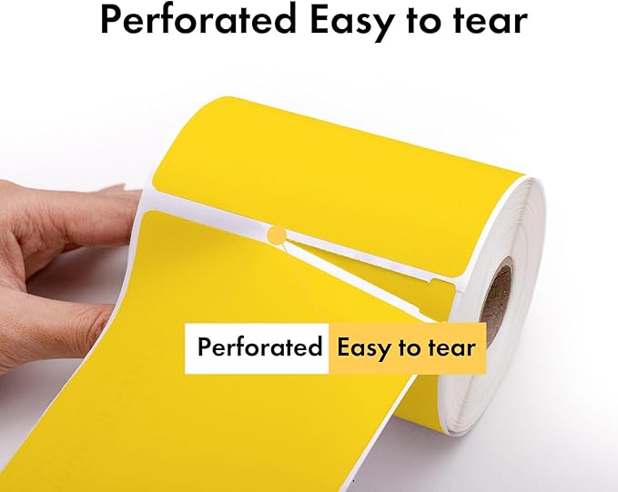 HOUSELABELS 2" x 1" Yellow Barcode Labels on 1" Core Compatible with Zebra and Rollo Printers, 6 Rolls / 1,300 Labels per Roll