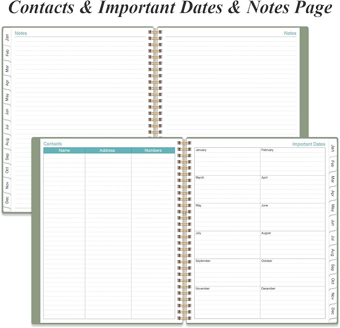 2026 Planner - 8.5" x 11" Weekly Monthly Planner from January 2026 to December 2026 with 12 Monthly Tabs, Inner Pocket, Elastic Closure, Green