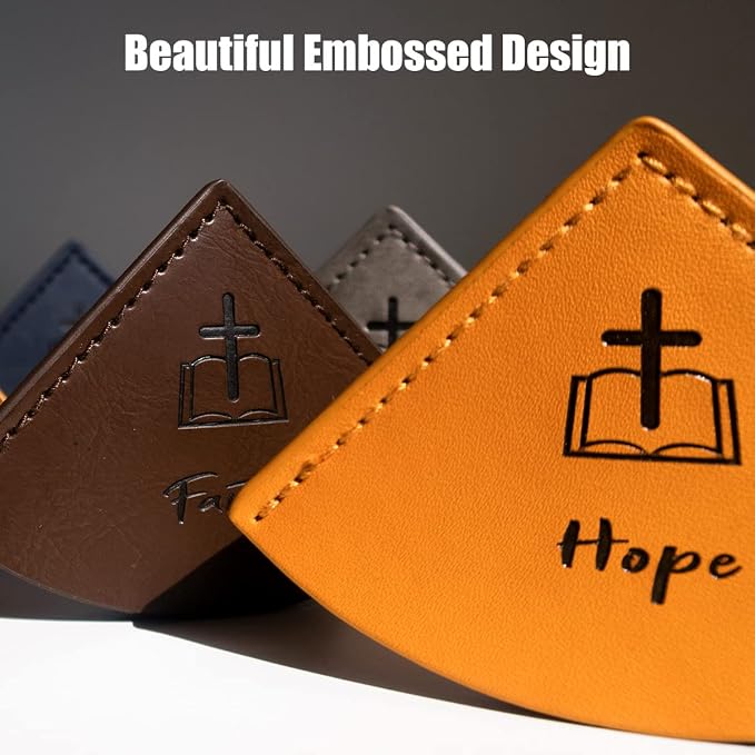 6 Pcs Leather Bookmarks for Bible, Page Corner, Inspirational and Religious Christian Gifts for Men, Women, Kids - Perfect for Reading Rewards, Church Supplies, Giveaways