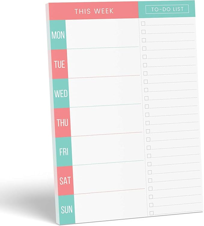 Daily Planner - Undated 2026 Planner Plus To Do List – Teal/Orange Magnetic Weekly Task list organizer and Day Notepad - Agenda Organizer for College Student, Office or Home