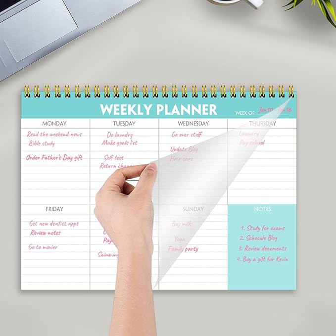 Weekly Planner Notepad - 7" x 10" Weekly Pad Organizers Habit Tracker Journal for Man & Women, 52 Sheets, 100gsm Paper, Undated Weekly To Do List Notepad with Your Life, Teal