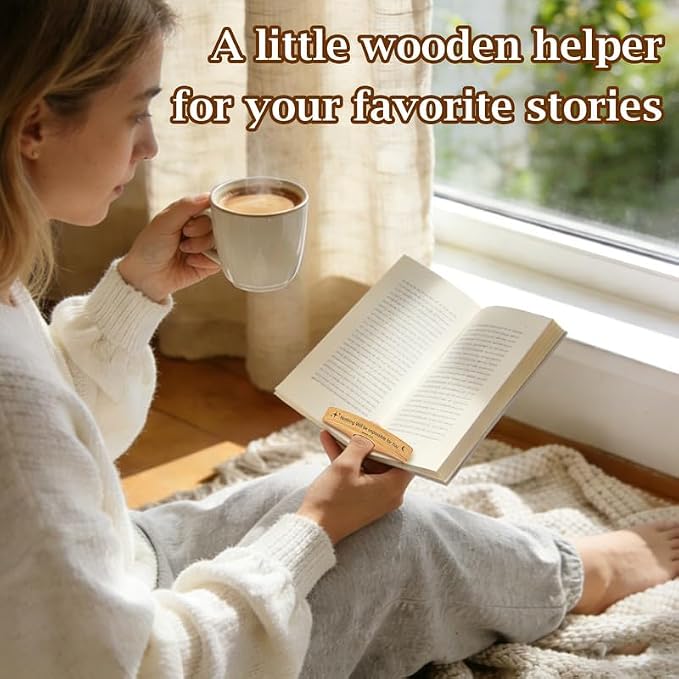 Personalized Wooden Thumb Book Page Holder Engraved with 26 Letters Initials Reading Bookmark Gift for Book Lovers, Readers, Women, Men, Teachers Christmas, Birthday(Black Walnut Wood-C, F)