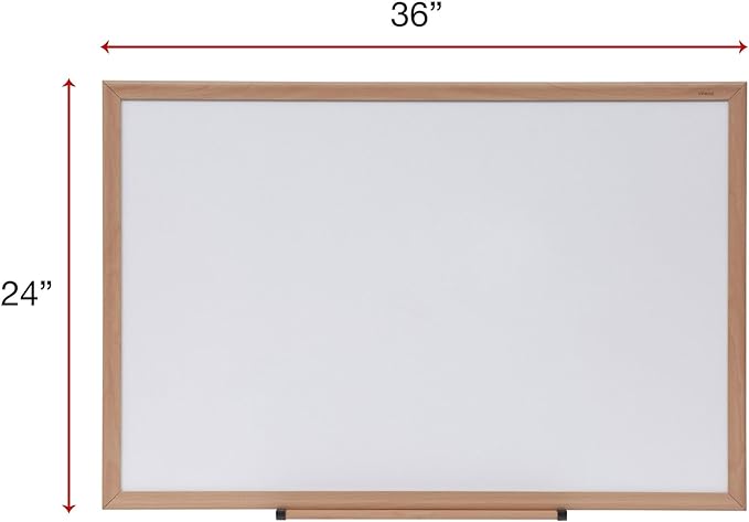 Universal 43619 Dry Erase Board, Melamine, 36 x 24, Oak Frame