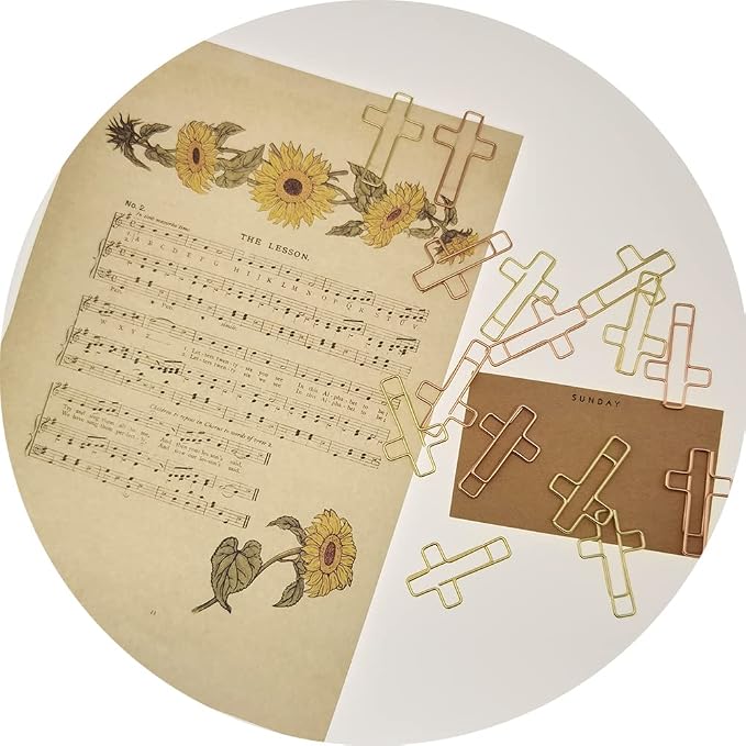 50 PCS Cross Paper Clips for Bible Study, Rose Gold Desk Accessories Christian Appreciation Gifts for Women
