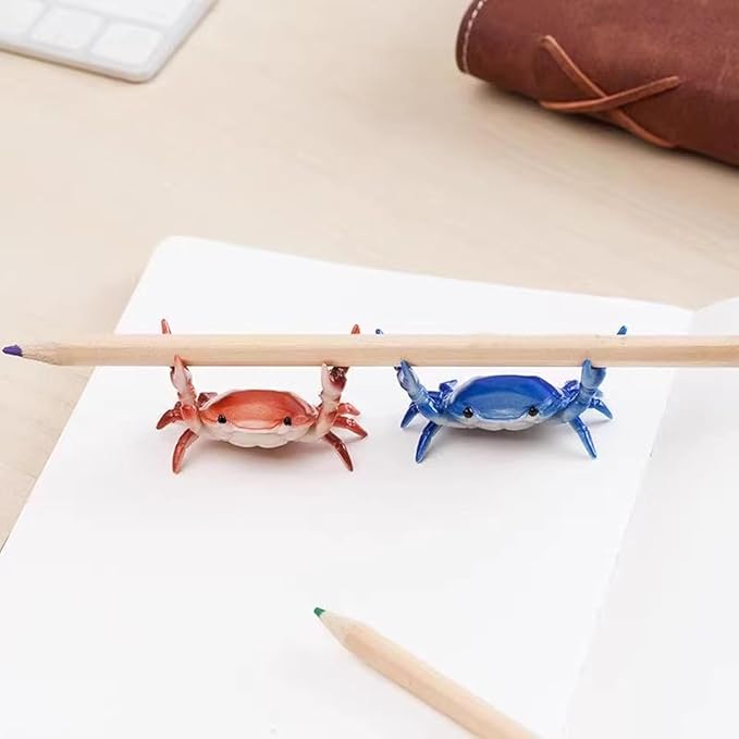 8 Pack Desk Crab Pen Holder, Creative Weightlifting Crab Pencil Stand Holder, Desk Organizers and Accessories, Cute Office Decor for Small Items at Home, School, Studio (Purple/Green/Blue/Red)