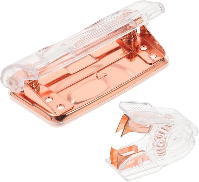 1set Transparent Hole Punch Staple Remover Tool Fastener for Office Supplies Efficient Document Organization User-Friendly Design