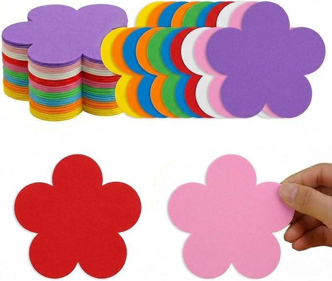 72 Pcs 5.5 Inch Large Paper Flower Cutouts, 9-Color Assorted Spring Summer Flower Die Cut for Bulletin Board Decorations, Classroom Wall, Chalkboard, Back to School, Teacher School Supplies, DIY Craft