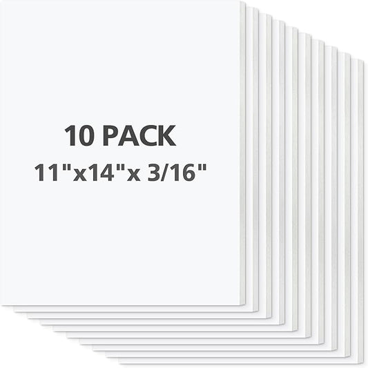 Mat Board Center Premium White Foam Core Board - 11x14 Inches, 3/16" Thick - 10 Pack, Acid-Free - Ideal for Mounting, Crafts, Art, and Presentations