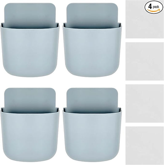 4 Pcs Remote Control Holder Wall Mount,Self Adhesive Remote Holder,Hole-Free Wall Pen Holder Storage Accessories for Home Office School (Grey)