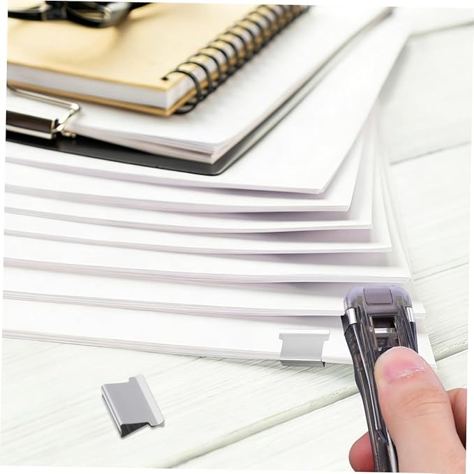 Reusable Desktop Stapler and Refillable Clip Stapler Set with 200pcs Staples, Black Office Document Binding Tool for Home and Professional Desk Supplies