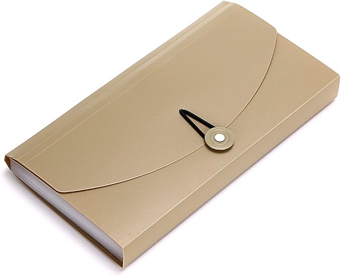 BTSKY Expanding File Folder - 13 Pockets Small Accordion Card and Ticket Holder, Document Organizer Wallet Case for Business, Check, Bill Storage, Khaki