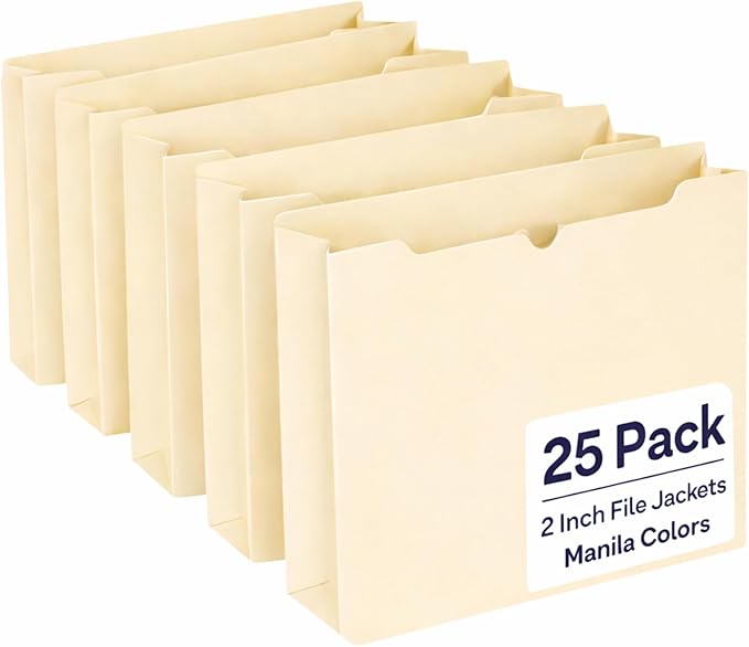 Enday Manilla Folders 8.5 x 11 (25 Pack) File Folders - Straight Cut Tab - Letter Size Jacket Folders for Home & Office, Pocket File Folders