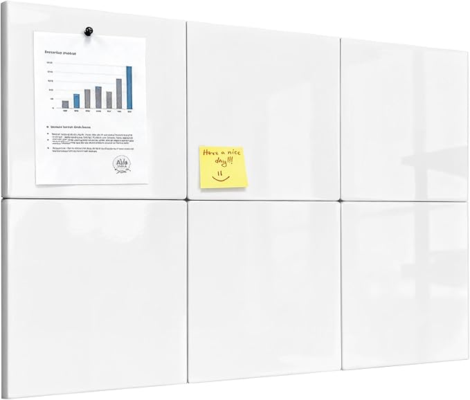 Comix Magnetic Board, 6 Pack Magnetic Whiteboard for wall, 11.8 x 11.8 Inches Dry Erase Board for Kids, Students, White Board Dry Erase Set for Fridge, Office and Home, White
