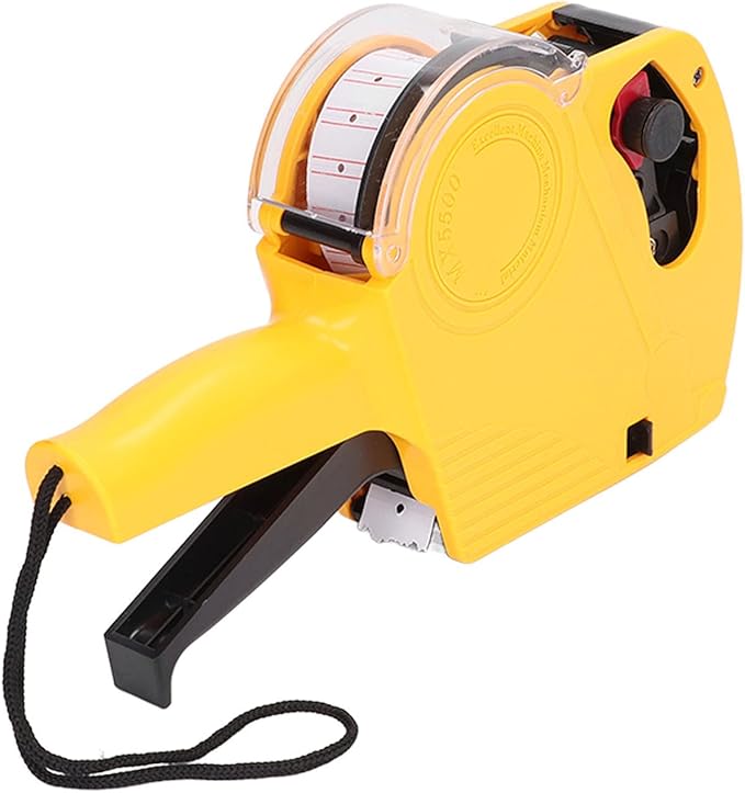 Eujgoov 8 Digits Price Tag, Portable Label Maker, Manual Labeling Machine with Price Label, Yellow