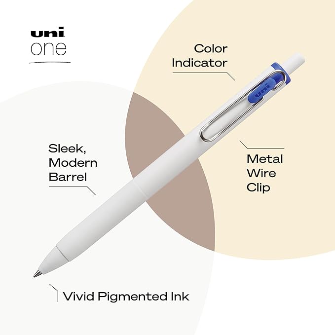 uniball one Retractable Gel Pens, Medium Point (0.7mm), Blue Ink, 12 Pack