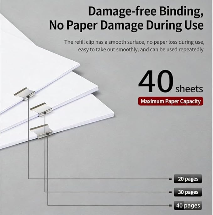 Portable Binder Clip Stapler - Includes 50 Reusable Clips, 2026 New Mini Push Stapler Clamp Staplers, Desktop Push Stapler Binder Clips for Home School Offic (Transparent)