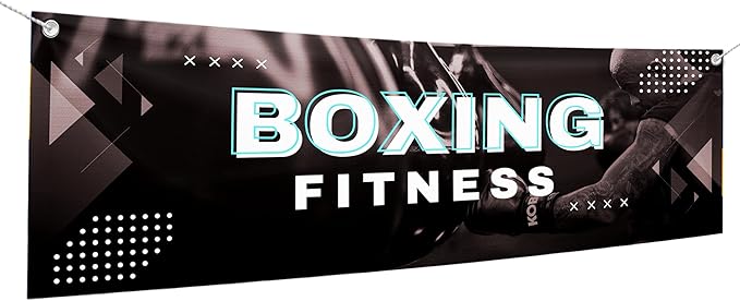 Boxing Fitness Large Banners and Signs for Outdoor by Mavis Printing-Polyester Banner with 4 Holes for Easy Hang Indoor & Outdoor|4x1 Feet HD Print Sign to Promote Church| Made in USA