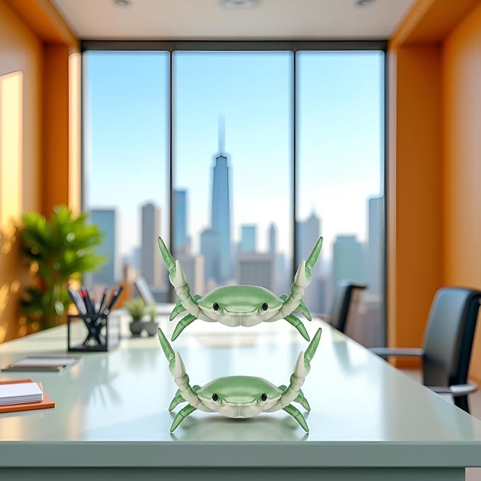 2Pcs Creative Crab Pen Holder Weightlifting Crabs Pen Stand Storage Rack, Office Desktop Decoration, Pencil Holders Desk Supplies Holders and Dispensers, Desk Accessories and Workspace (Green)