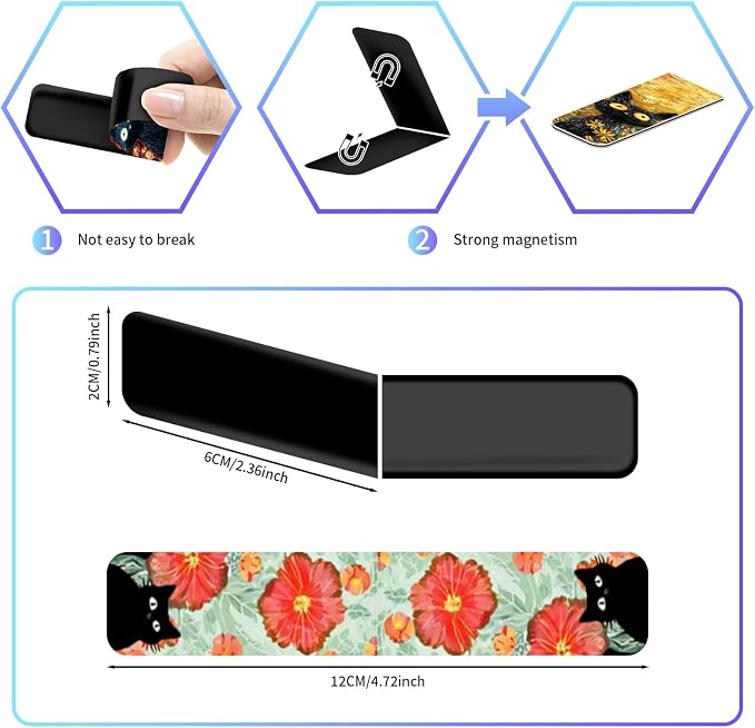 96 Pieces Magnetic Bookmarks Magnet Page Markers - Book Marks for Reading Women & Men with Storage Boxes - Gifts for Cat Lovers, Cute Magnet Bookmark Clips for Reading Pleasure (Cat Style B)