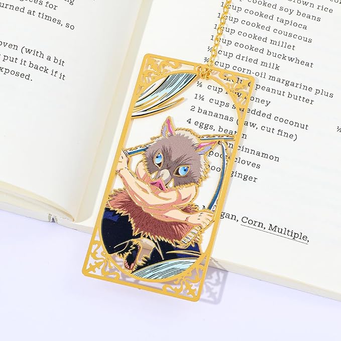 Demon Kamado Bookmark Page Mark, Anime Tanjiron Zenitsu Giyuu Kyoujurou Figure Reading Tool, Stationery Gifts for Reading Lovers Bookworm (Style G)