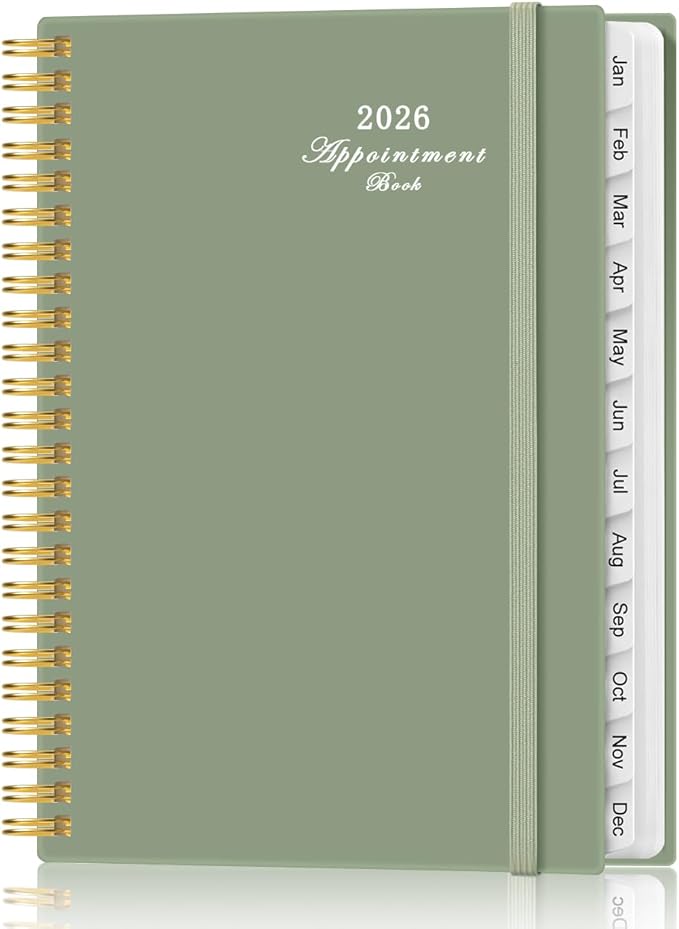 2026 Appointment Book & Planner - 2026 Daily Hourly Planner from January 2026 - December 2026, Weekly Appointment Book with 30-Minute Interval, Medium 6.4" x 8.5", Green-D