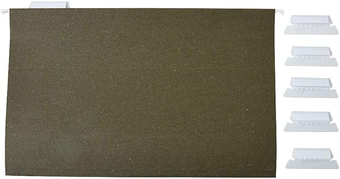 Staples Hanging File Folders, Legal Size, 5‑Tab, Standard Green – 25/Box