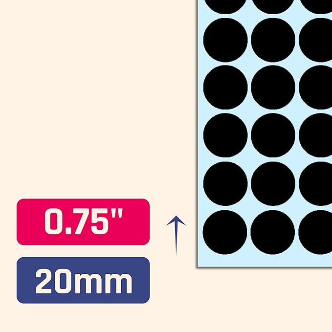 TownStix 8000 Pack, 3/4" Round Dot Stickers Circle Labels - Black