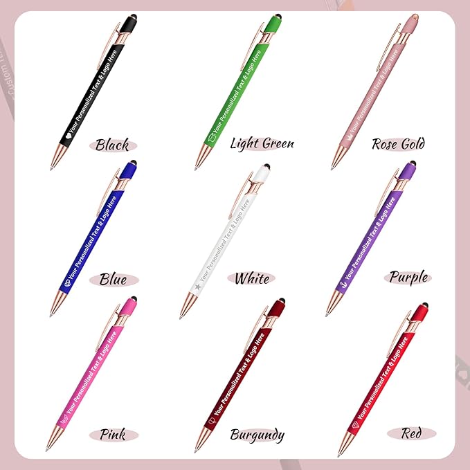STREADVE 150 Personalized Custom Pens Engraved Writing Pen with Name Logo, Customized Promotional Items Stylus Pen Gifts for Men Women Realtor Nurse Wedding Business, Black