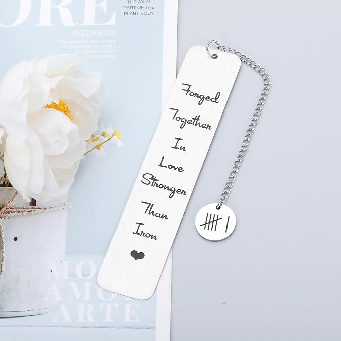 6th Anniversary Bookmark Gifts for Her & Him - Iron & Steel Gifts for Couples & Wedding