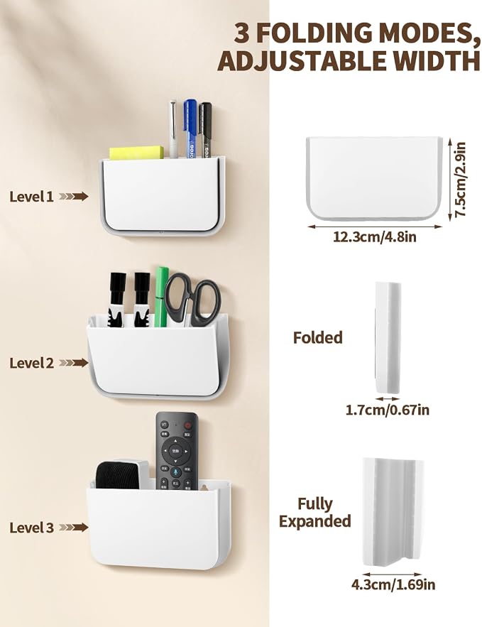 2 Pack Magnetic Foldable Remote Control Holder, Strong Magnet TV Remote Holder Wall Mount, Magnetic Dry Erase Marker Holder for Whiteboard, Refrigerator, Locker Accessories, Office & Desk Accessories