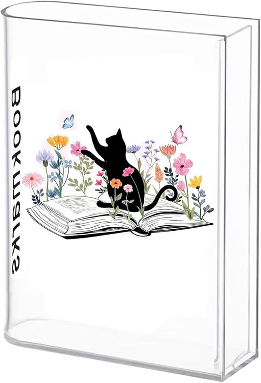 Book Shaped Bookmark Holder, Reading Accessories Gift for Book Lovers, Women, Librarians (cat)