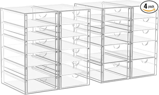ARSTPEOE 22 Drawers, Acrylic Desk Makeup Organizer, Plastic Drawers Organizer, Stackable Storage Solution for Makeup, Dresser, Office, Bathroom Clear Plastic Craft and Bead Storage Cabinet