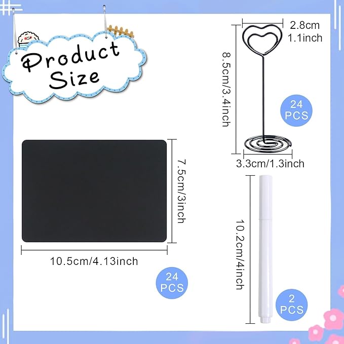 48PCS Mini Chalkboard Signs 4"x3" Black Small Chalkboard with Metal Stand Chalk Tabletop Label Blackboard Sign Price Food Tags Labels for Party Buffet Bakery