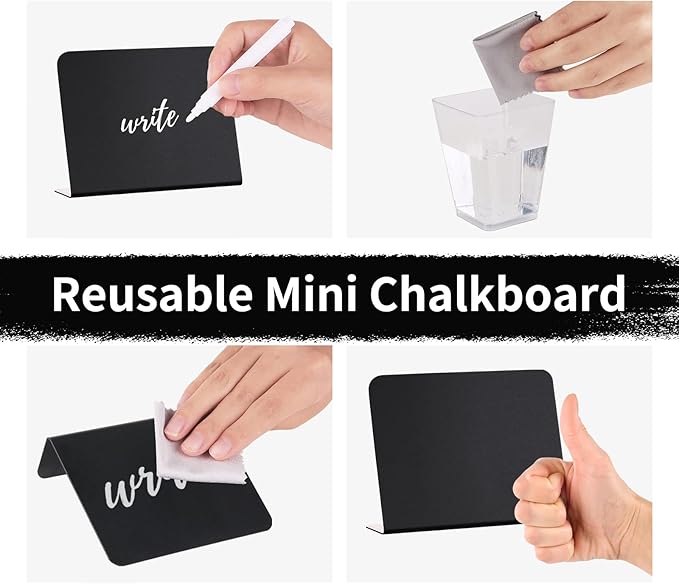 12 Pack 4"x3"Mini Chalkboard Signs for Chalk Sign for Food - Party - Buffet - Table Sign Chalkboard - Wedding - Bakery - Small Chalkboard Sign - Mini Chalkboards for Food