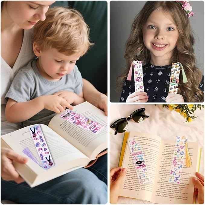Peacoblue 30pcs UV DTF Bookmarks Transfer Stickers Wraps Music Series for Women Men Reading, Waterproof Bookmarkers Decal(No Blank Bookmarks) for Acrylic Plastic Metal Blank Bookmark