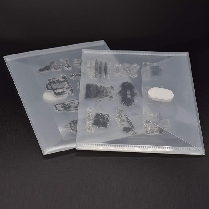 PLESIU Tatane 12 Packs Clear Plastic Small Envelope with Hook & Loop Closure 5 x 7 Ploy Envelope for Receipe/Check