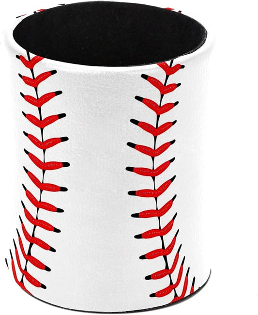 Baseball Pen Holder Pencil Organizer Cute Pencil Cup Desk Decor Makeup Brush Holder PU Multifunctional Office Supplies for Home Classroom School