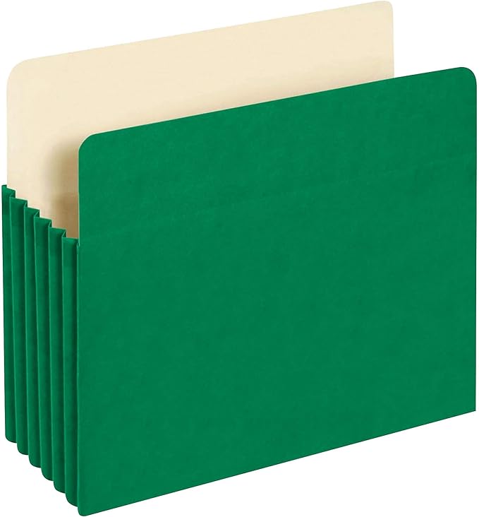 Pendaflex Color File Pockets, Letter Size, Green, 5.25" Expansion, 10/BX (1534G GRE-10)