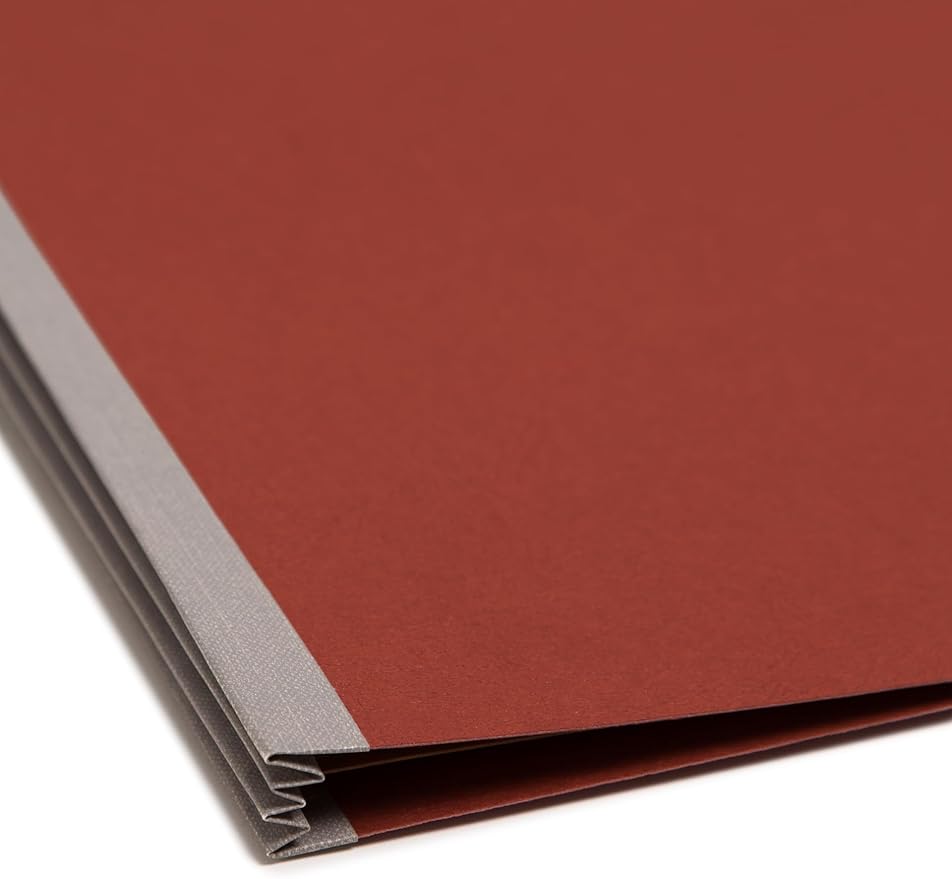 Smead Premium Pressboard Classification File Folder with SafeSHIELD® Fasteners, 2 Dividers, 2" Expansion, Letter Size, Red, 10 Each per Box (14205)
