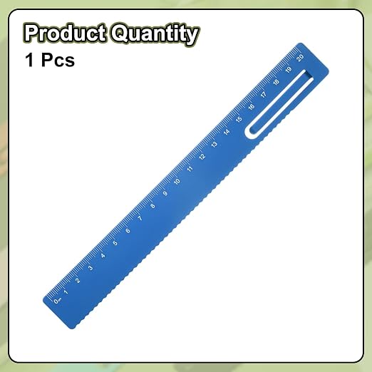 HARFINGTON Straight Ruler 20cm Metric Metal Aluminum Alloy Measuring Bookmark Clip Rulers Scale Tool for Measure Study Reading Classroom Office, Blue