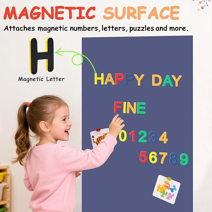 Magnetic Wall Decal 47.2x17.5 Inch Dusty Blue Magnetic Chalk Board Sticker Magnet Chalkboard for Wall Peel and Stick Self Adhesive Blackboard for Playroom Home Office