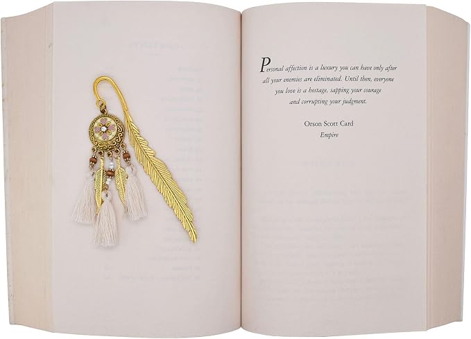 BLBMH Metal Feather Bookmark for Women Cute Bohemian Book Marker Handmade Christian Gifts -FB01