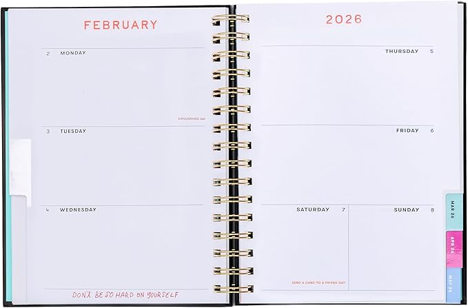 ban.do 12-Month Medium Daily and Weekly Planner Dated January 2026 - December 2026, Hard Cover Self Care Journal, Spiral Agenda with Monthly Calendar, Stickers, Art & Bonus Pages (A Joy to Be Around)