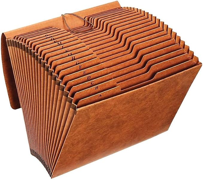 Staples Heavy‑Duty Expanding File, A–Z Index, Letter Size, Durable Brown Redrope with Flap Closure